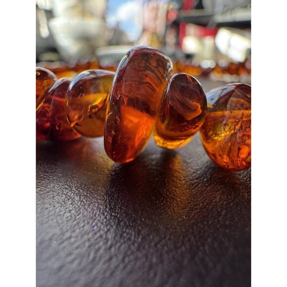 Vintage Baltic amber chips necklace Polished beads 20” - Picture 9 of 11